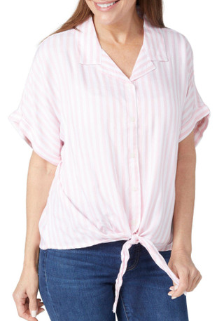 Thumbnail 1: Dash Dash Womens Short Sleeve Striped Button Down Top 