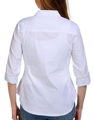 Thumbnail 2: Zac & Rachel Zac & Rachel Petite Button Front 3/4 Cuff Sleeve Poplin Top 