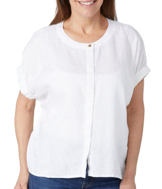 Thumbnail 1: DKNY DKNY Womens Elastic Puff Sleeve Button Down Top 