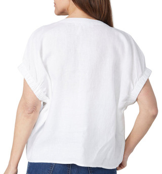Thumbnail 2: DKNY DKNY Womens Elastic Puff Sleeve Button Down Top 