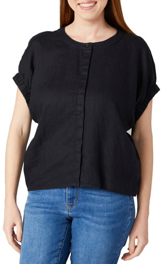 Thumbnail 1: DKNY DKNY Womens Elastic Puff Sleeve Button Down Top 