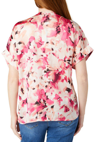 Thumbnail 2: NINE WEST Nine West Womens Short Sleeve Satin Print Top 