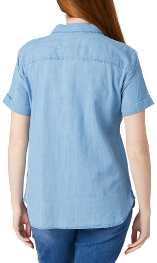 Thumbnail 2: Nautica Nautica Womens Short Sleeve Chambray Button Down Top 