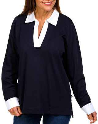 Thumbnail 1: Nautica Nautica Womens Long Sleeve Contrast Top 