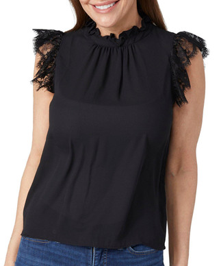 Thumbnail 1: Catherine Malandrino Catherine Malandrino Petite Cap Sleeve Ruffle Mock Neck Top 