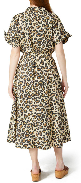Thumbnail 2: Ellen Tracy Ellen Tracy Womens Leopard Print Puffer Sleeve Midi Dress 