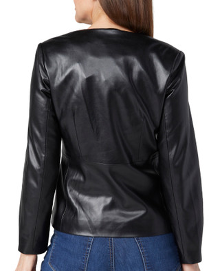 Thumbnail 2: ELIE TAHARI Elie Tahari Petite Pleather Single Button Jacket 