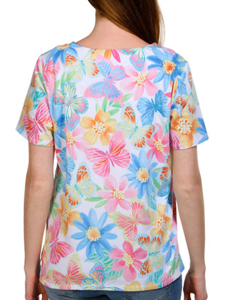 Thumbnail 2: Alfred Dunner Alfred Dunner Petite Short Sleeve Butterfly Studio Top 