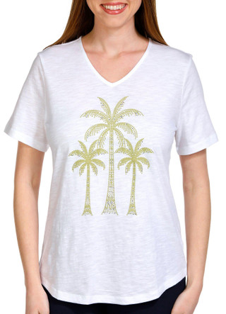 Thumbnail 1: Coral Bay Coral Bay Womens Embellished Short Sleeve Top 