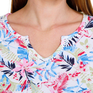 Thumbnail 3: Coral Bay Coral Bay Womens Print Split Neck Short Sleeve Top 