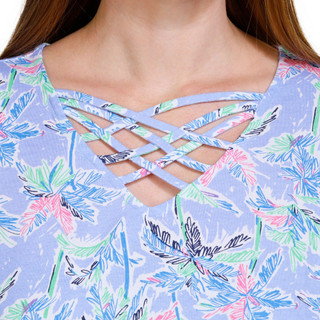 Thumbnail 3: Coral Bay Coral Bay Womens Print Crisscross Short Sleeve Top 