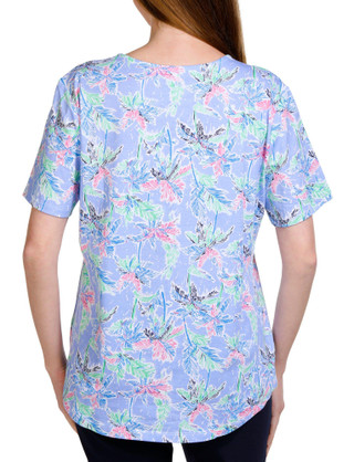 Thumbnail 2: Coral Bay Coral Bay Womens Print Crisscross Short Sleeve Top 