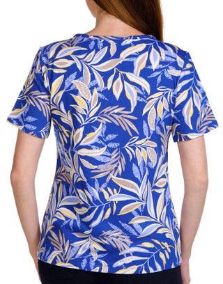 Thumbnail 2: Coral Bay Coral Bay Womens Print Keyhole Short Sleeve Top 