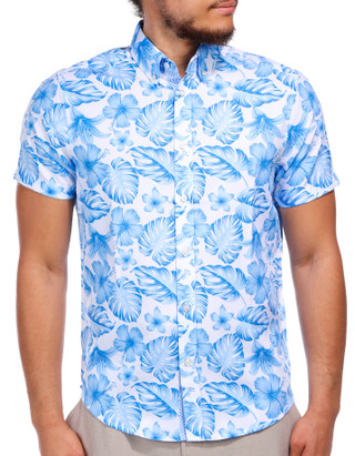Thumbnail 1: Report Collection Report Collection Men's Short Sleeve Print Woven Sport Shirt 