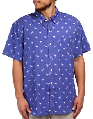 Thumbnail 3: IZOD IZOD Men's Short Sleeve Buttoned Flamingo Print Shirt 