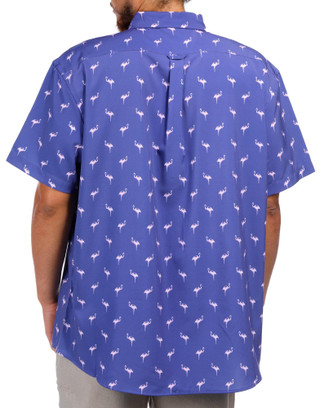 Thumbnail 2: IZOD IZOD Men's Short Sleeve Buttoned Flamingo Print Shirt 