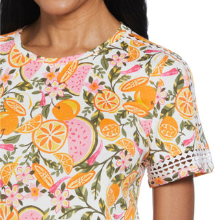 Thumbnail 4: Rafaella Rafaella Petite Short Sleeve Floral Lace Trim Top 