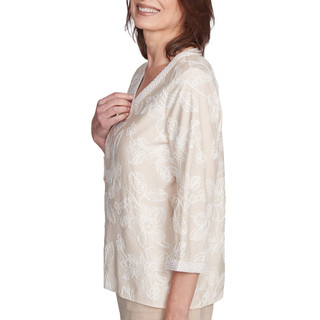 Thumbnail 3: Alfred Dunner Alfred Dunner Womens 3/4 Sleeve Floral Embroidered Top 