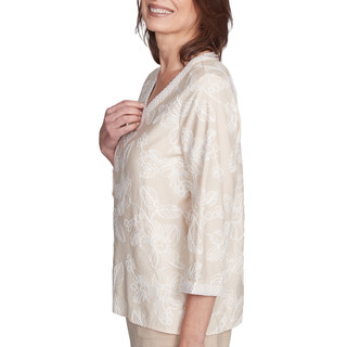 Thumbnail 3: Alfred Dunner Alfred Dunner Womens 3/4 Sleeve Floral Embroidered Top 