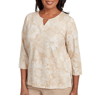 Thumbnail 4: Alfred Dunner Alfred Dunner Womens 3/4 Sleeve Textured Floral Top 