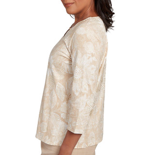 Thumbnail 3: Alfred Dunner Alfred Dunner Womens 3/4 Sleeve Textured Floral Top 