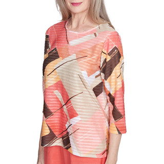 Thumbnail 4: Alfred Dunner Alfred Dunner Womens 3/4 Sleeve Patchwork Top 