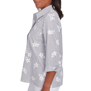 Thumbnail 3: Alfred Dunner Alfred Dunner Petite 3/4 Sleeve Floral Buttoned Top 