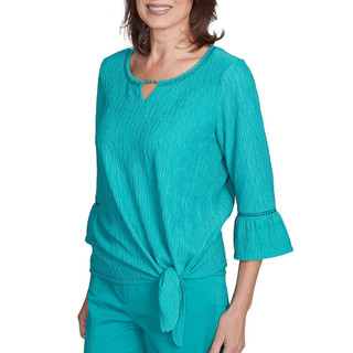 Thumbnail 4: Alfred Dunner Alfred Dunner Womens 3/4 Sleeve Solid Tie Front Top 
