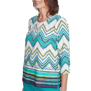 Thumbnail 4: Alfred Dunner Alfred Dunner Womens 3/4 Sleeve Chevron Print Top 