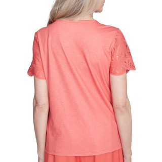 Thumbnail 2: Alfred Dunner Alfred Dunner Womens Short Sleeve Lace Trim Textured Tee 