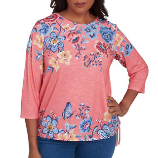 Thumbnail 1: Alfred Dunner Alfred Dunner Womens 3/4 Sleeve Showstopping Floral Top 
