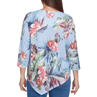 Thumbnail 2: Alfred Dunner Alfred Dunner Womens 3/4 Sleeve Tropical Top with Necklace 