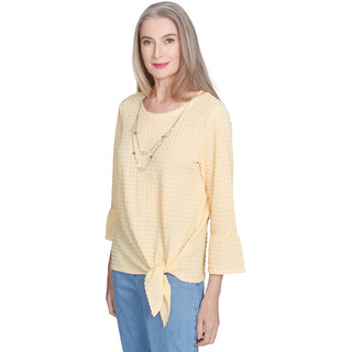 Thumbnail 4: Alfred Dunner Alfred Dunner Petite 3/4 Sleeve Textured Tie Front Top 