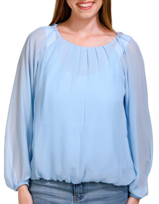 Thumbnail 1: NINE WEST Nine West Womens Long Sleeve Pleated Neck Blouse 