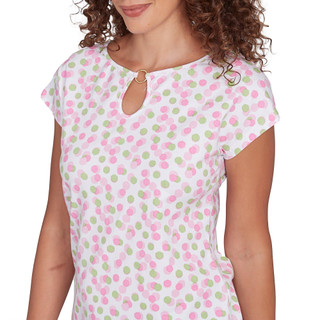 Thumbnail 5: Hearts of Palm Hearts of Palm Womens Short Sleeve Dotted Keyhole Neck Top 