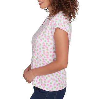 Thumbnail 3: Hearts of Palm Hearts of Palm Womens Short Sleeve Dotted Keyhole Neck Top 
