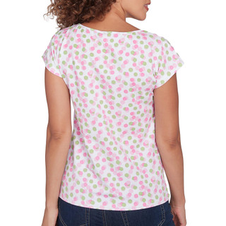 Thumbnail 2: Hearts of Palm Hearts of Palm Womens Short Sleeve Dotted Keyhole Neck Top 