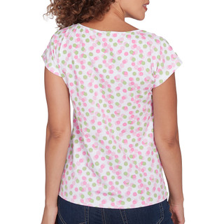 Thumbnail 2: Hearts of Palm Hearts of Palm Womens Short Sleeve Dotted Keyhole Neck Top 