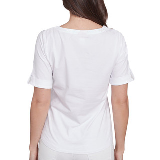 Thumbnail 2: Hearts of Palm Hearts of Palm Womens Elbow Sleeve Leaf Print Top 