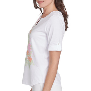 Thumbnail 3: Hearts of Palm Hearts of Palm Womens Elbow Sleeve Leaf Print Top 