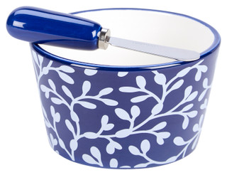 Thumbnail 1: Boston International Boston International Navy Seaweed Garland Bowl & Spreader 