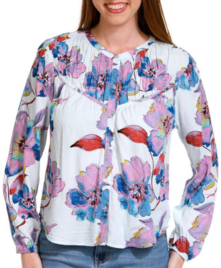 Thumbnail 1: Zac & Rachel Zac and Rachel Petite Floral Buttoned Long Sleeve Top 