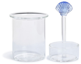 Thumbnail 2: Creative Coop Creative Coop Glass Toothpick/Cotton Swab Holder with Blue S 