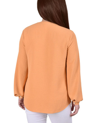 Thumbnail 3: NY COLLECTION NY Collection Petite Long Sleeve Pintuck Front Blouse 