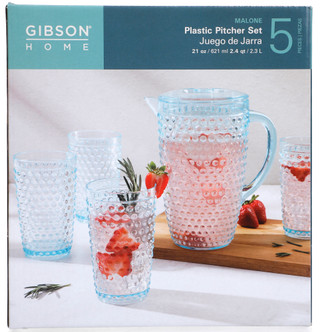 Thumbnail 2: Gibson Gibson Home 5 Pc Teal Embossed Pitcher Set 