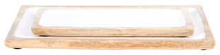 Thumbnail 2: Creative Coop Cretaive Coop 2 Pk Enameled Mango Wood Trays 
