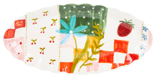 Thumbnail 2: Creative Coop Creative Coop 14.5 in Hand Painted Stoneware Platter 