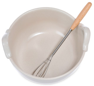 Thumbnail 2: Creative Coop Creative Coop 2 Pc Stoneware Bowl and Metal Whisk Set 