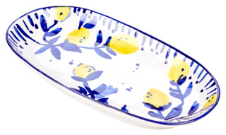Thumbnail 1: Creative Coop Creative Coop 12x7 Hand Painted Stoneware Lemon Platter 