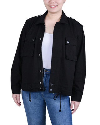 Thumbnail 1: NY COLLECTION NY Collection Petite Long Sleeve Twill Jacket 